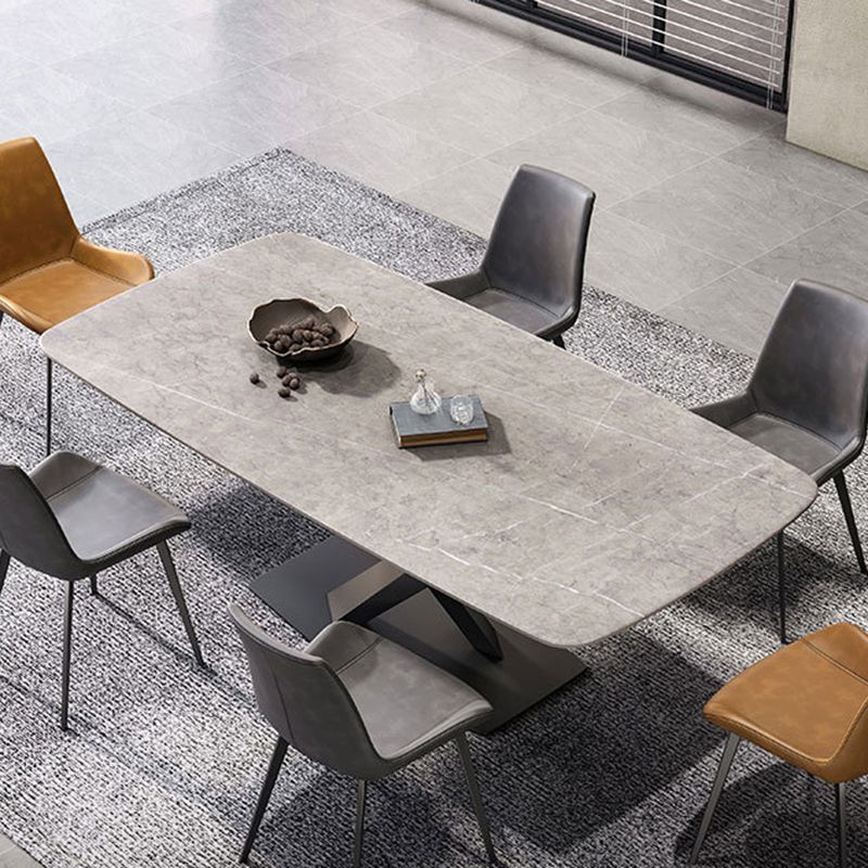 Industrial Style Rectangle Dining Table Sintered Stone Table with Metal Leg for Home
