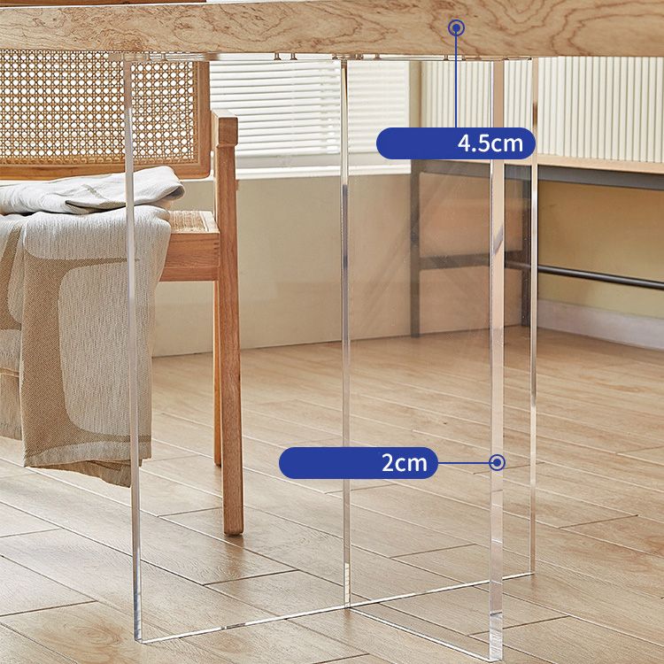 Modern Rectangle Dining Table Wood Table with Acrylic Legs for Kitchen