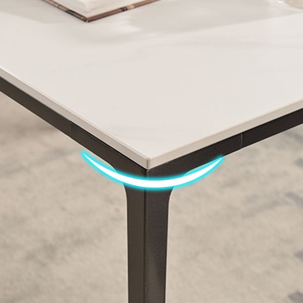 Contemporary Sintered Stone Dining Table 4 Legs Rectangular Table in White