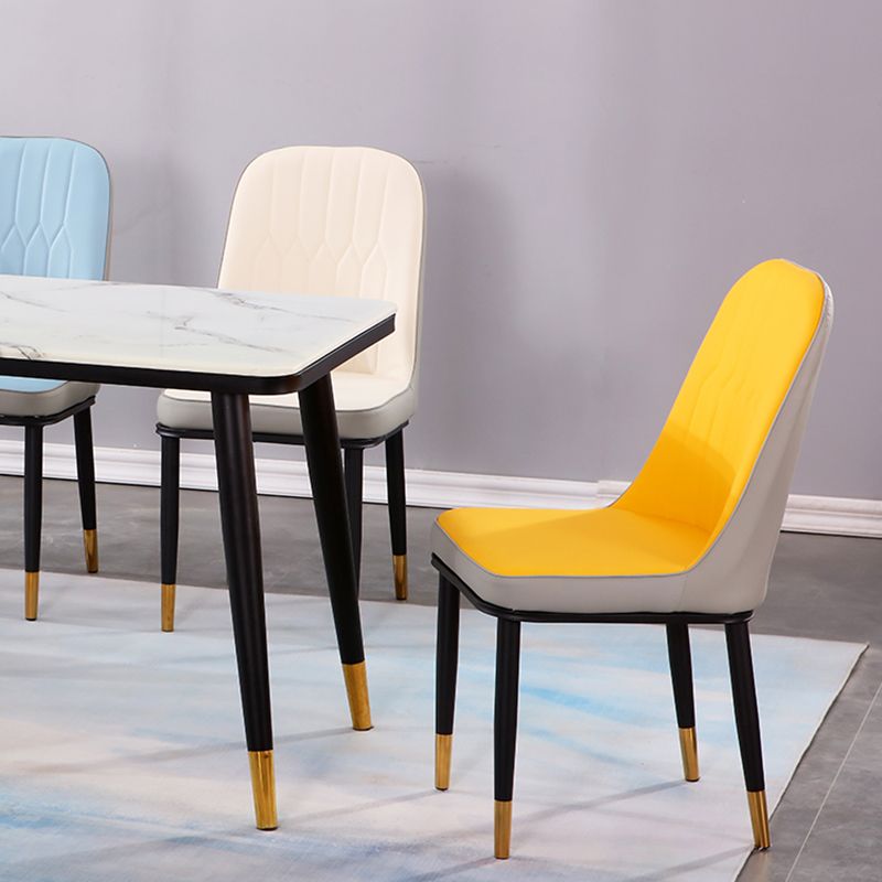 Glam Style Parsons Side Chair Faux Leather Indoor Dining Chair