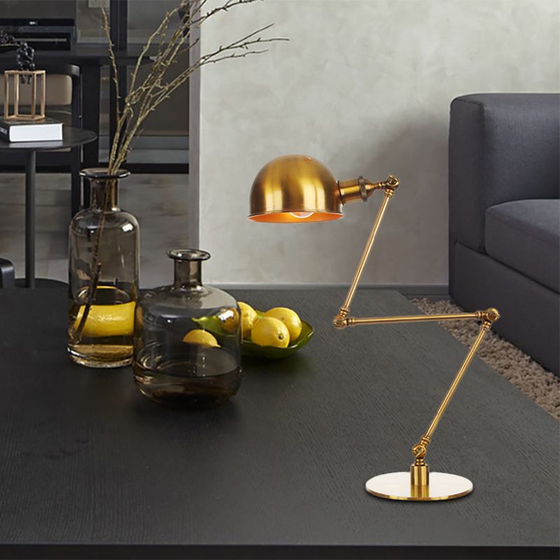 Lámpara de mesa de sombra de tazón dorada con estilo industrial 4 "/8.5" W 1 Lighting de mesa de metal ligero con brazo ajustable