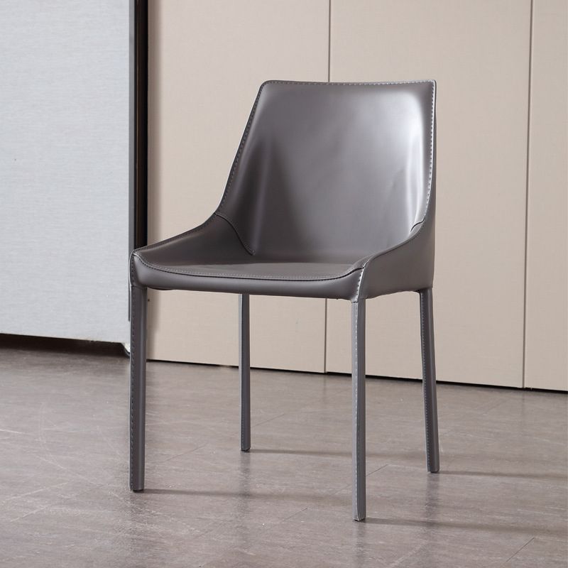 Contemporary Metal Dining Room Chair Arm Leather Side Chair for Dining Room
