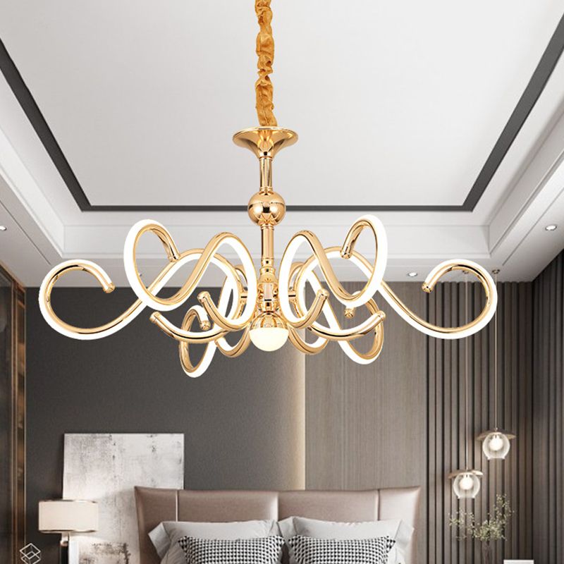 Accesorios de iluminación de lámpara de estilo posmoderno araña colgante de metal en oro