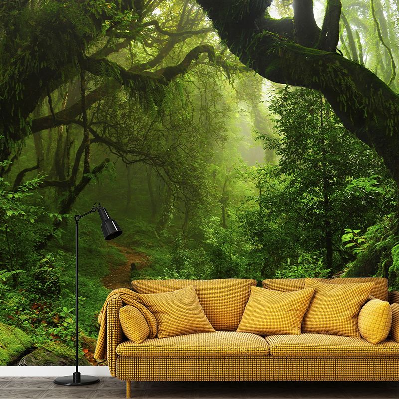 Fresh Jungle Mural Wallpaper for Office Room Contemporary Wall Decor, Personalized Size Available