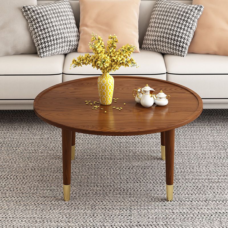 Modern Round Wooden Tray Top Coffee Table 4 Legs Cocktail Table