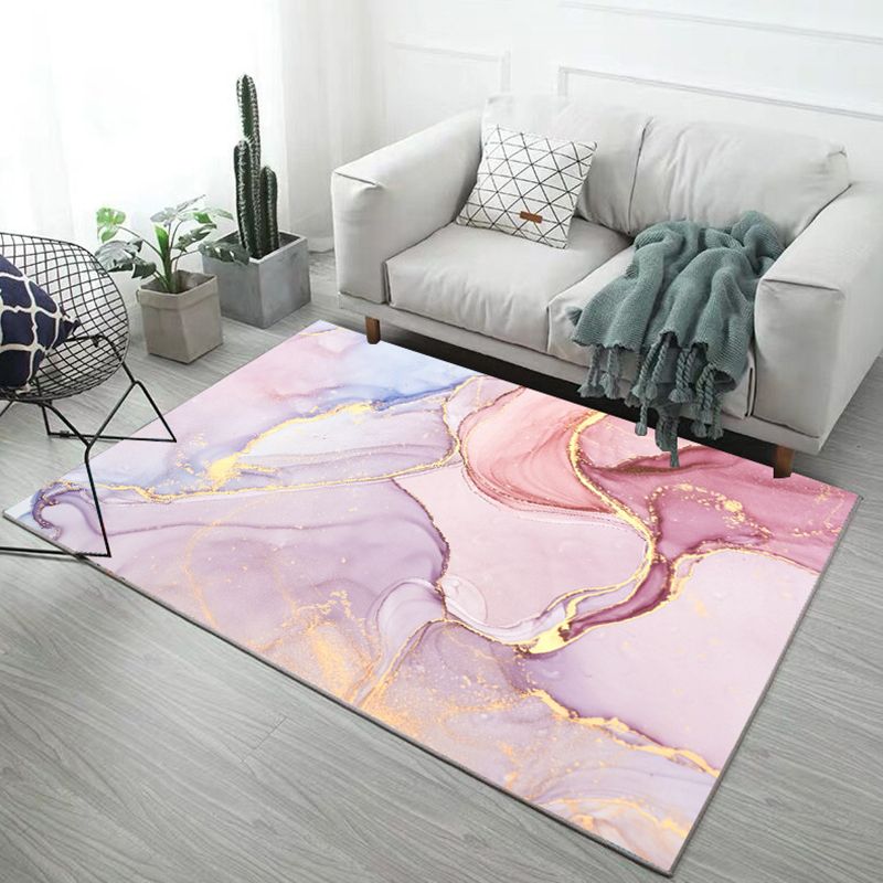 Creative Watercolor Printed Rug Multi-Color Modern Area Rug Stain Resistant Rug for Living Room
