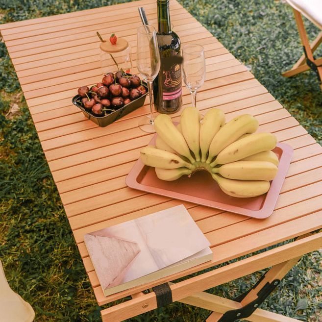 Industrial Patio Table Solid Wood Beech Foldable Camping Table