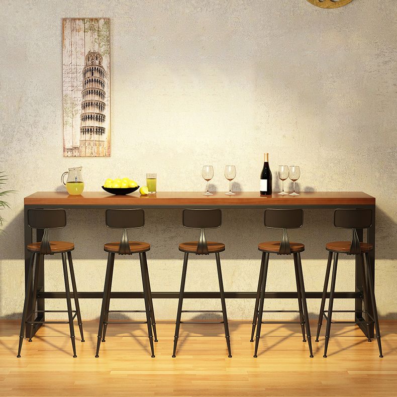 Solid Wood Pub Height Table Trestle Industrial Pub/Bar Dining Table