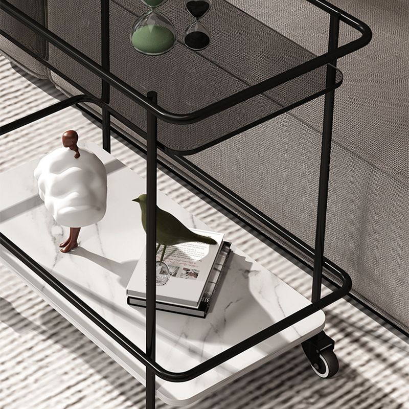 23.62" Tall 4 Legs Side Table Modernistic Metal Side End Snack Table