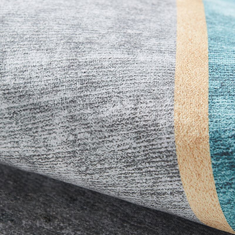 Grey Tone Casual Indoor Rug Polyester Splicing Print Rug Non-Slip Backing Indoor Rug for Living Room