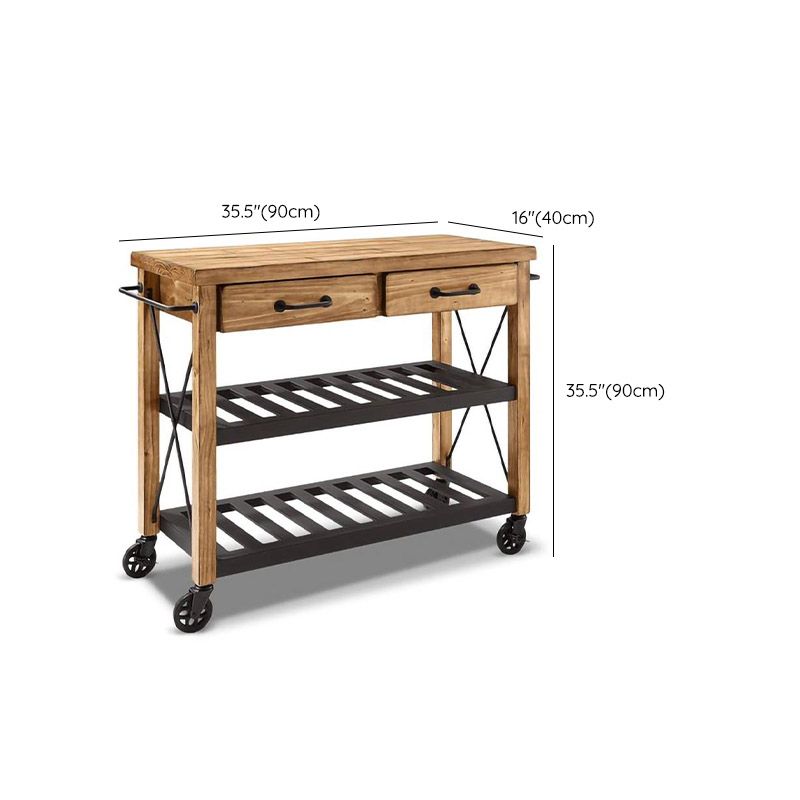 Modern Wooden Kitchen Island Rolling Kitchen Trolley with Towel Rack