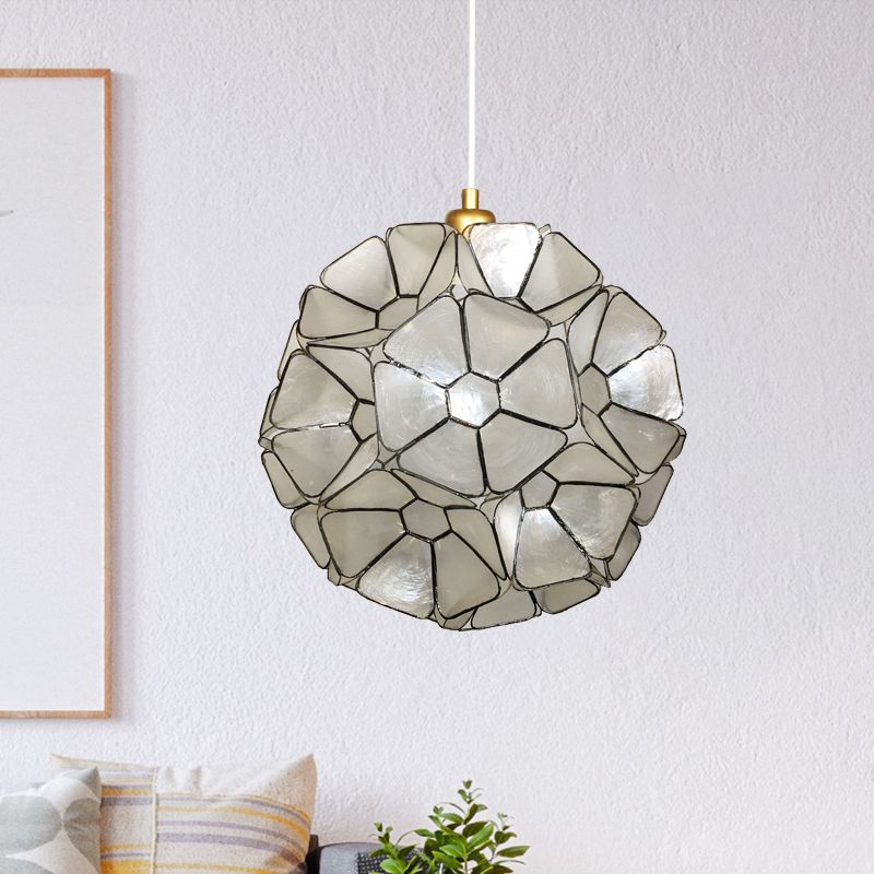 Black Blossom Pendant Light Fixture Modernist 1 Head Shell Hanging Ceiling Lamp with Splicing Design