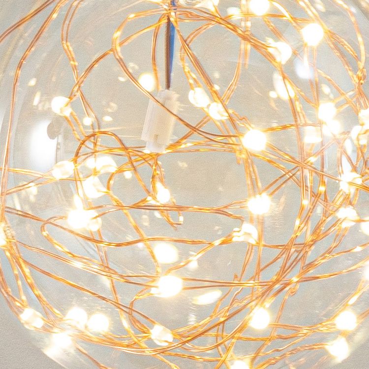 Ball Clear Glass Table Lamp Modern Starry LED Nightstand Light for Living Room