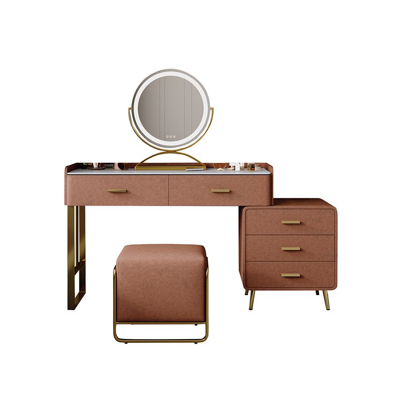 Solid Wood Makeup Vanity Desk Lighted Mirror Dressing Table Stool Set