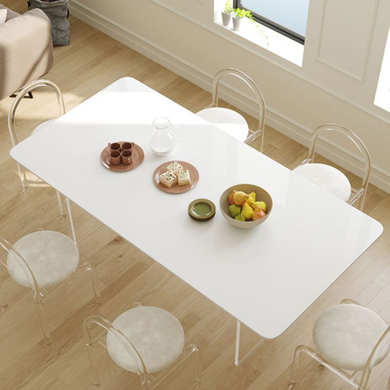 Contemporary Style 1/2/7 Pieces Dining Chairs Set Rectangle Stone Furniture in White