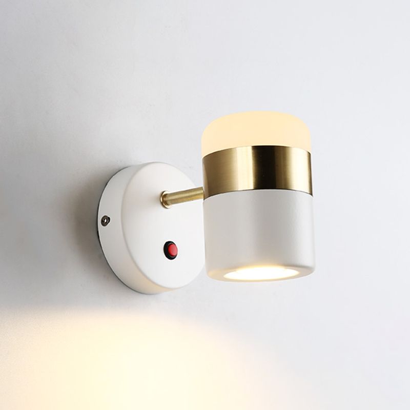Half Cylinder Shade Metal Wall Sconce Modern Style 1 Light Reading Wall Mount Lighting