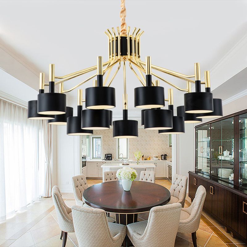 Drum Shade Chandelier Light Post-modern Metal Living Room Suspended Lighting