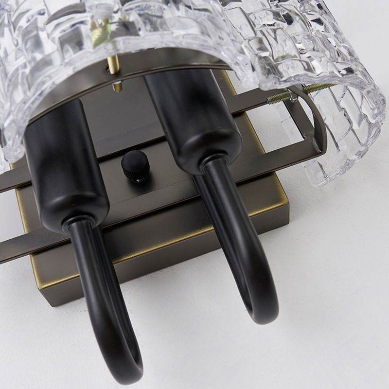 Modernism Clear Crystal Wall Mount Fixture 2 Lights Wall Sconce with Metal Backplate for Living Room