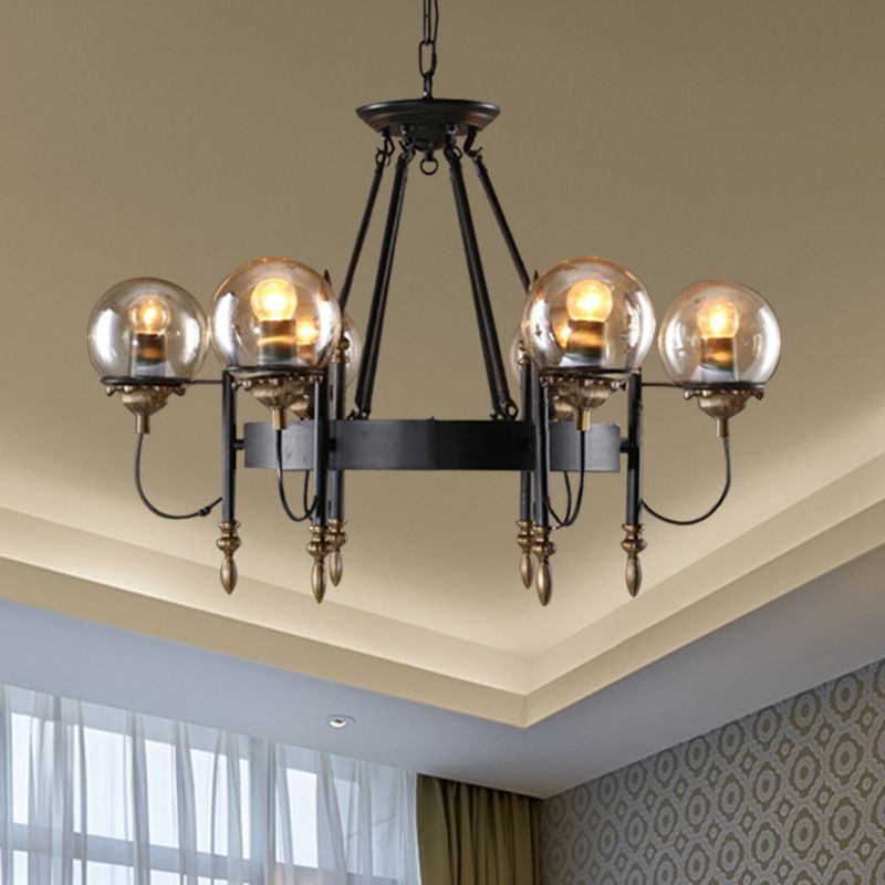 Luz de 6/8 luces lámpara de lámpara de lámpara tradicional lámpara colgante de metal negro para comedor