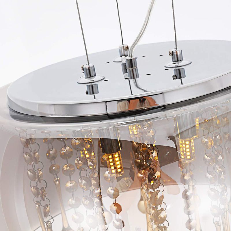 Ultra-modern Simplicity Drum Multi Light Pendant Glass Suspension Pendant Light for Restaurant