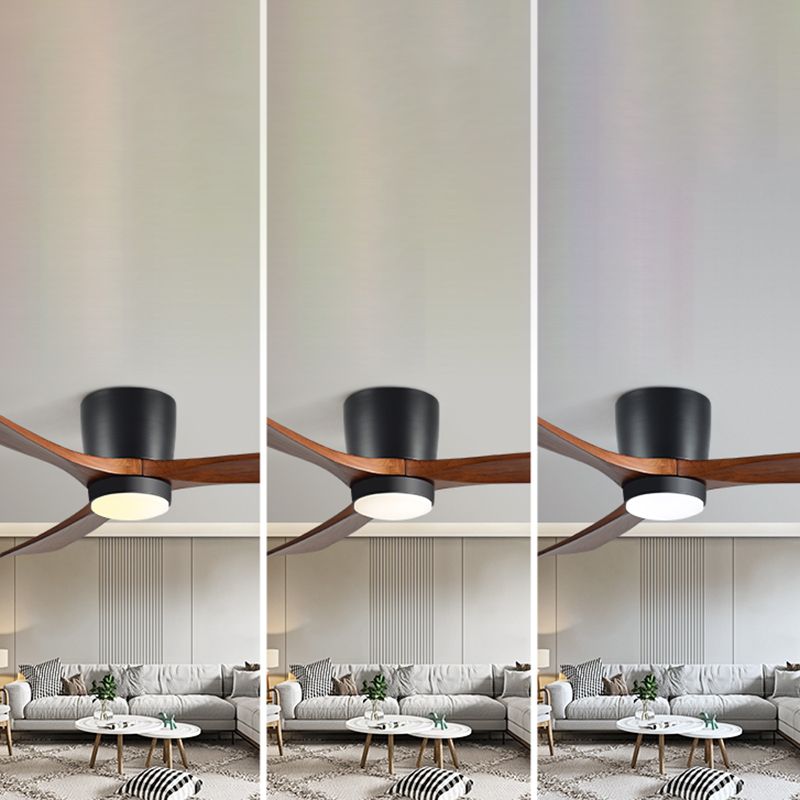 Nordic Style LED Ceiling Fan 3-Blade Fan Lighting with Wood for Restaurant