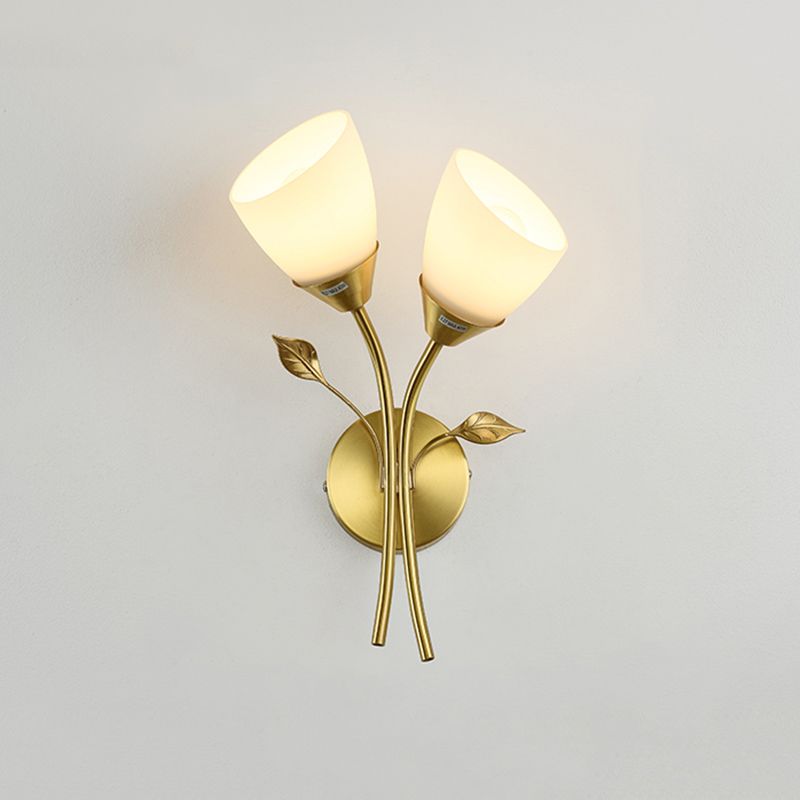 Unico illuminazione da parete in stile moderno in stile moderno 2 luci luci sconde in oro