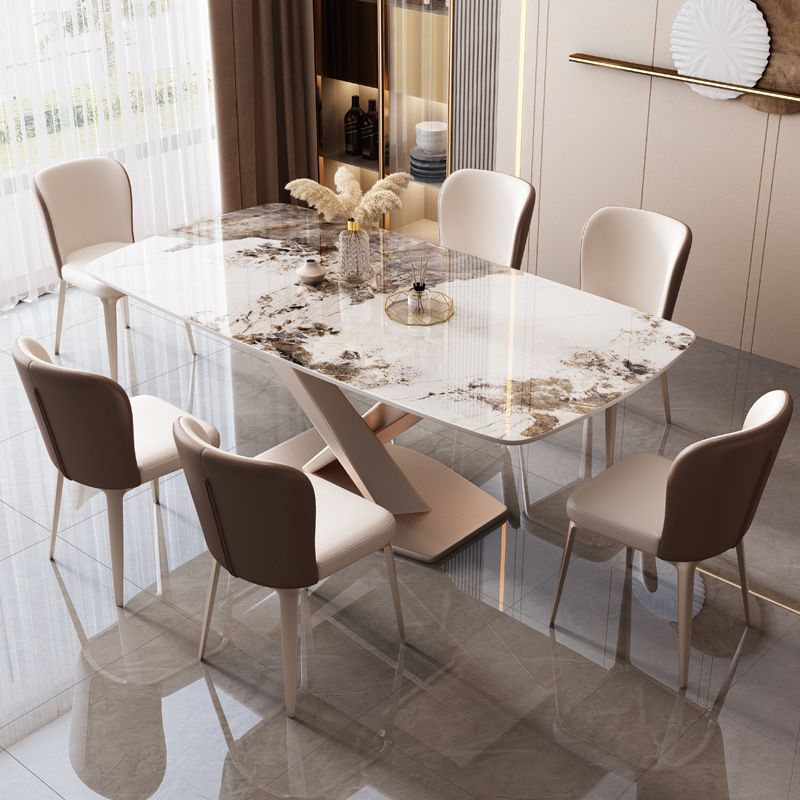 Marble Top Dining Table Modern Dining Table with Pedestal Base