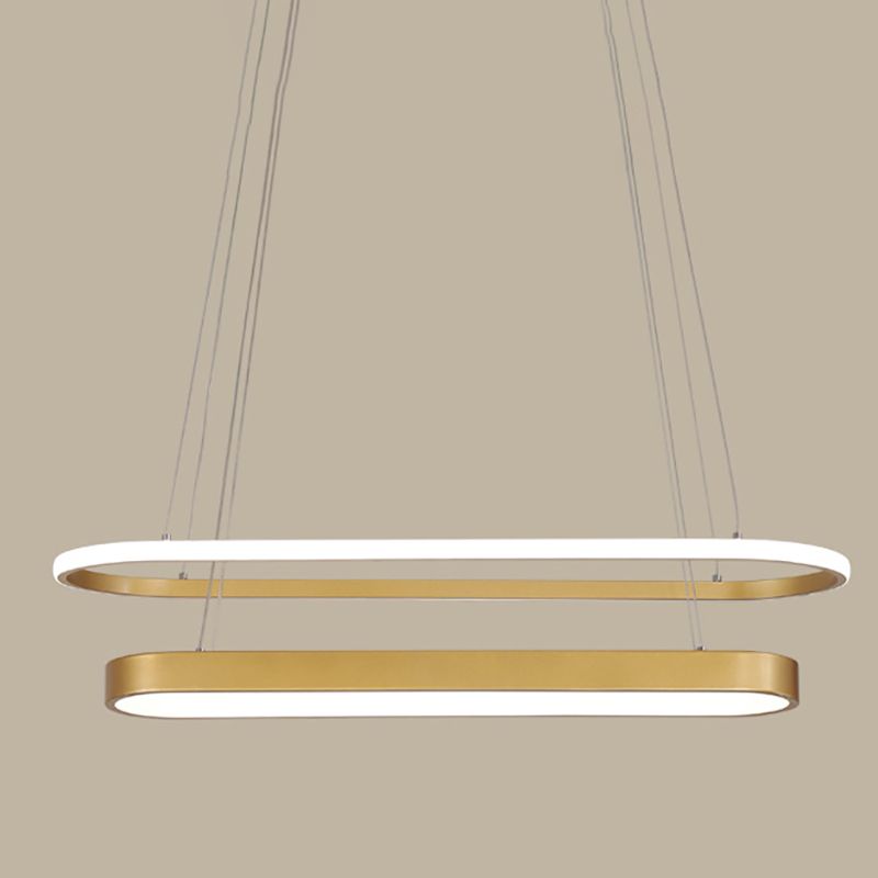 Comedor elíptico lámpara colgante LED metálico de 2 luces encimeras modernas