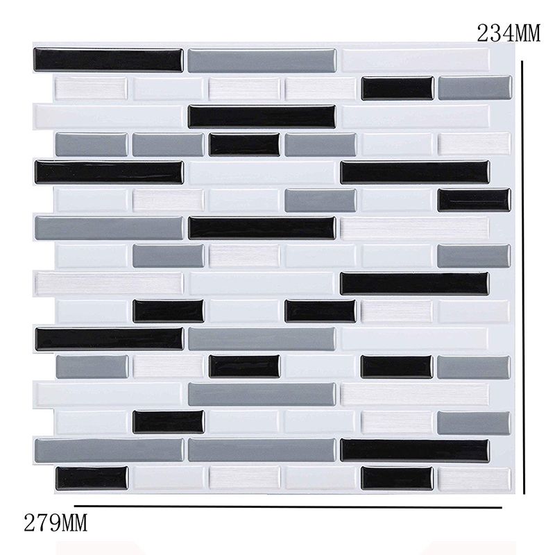 Country Brick Mosaic Tile Wallpapers for Kitchen Backsplash 11' x 9.4" Adhesive Wall Decor in Grey