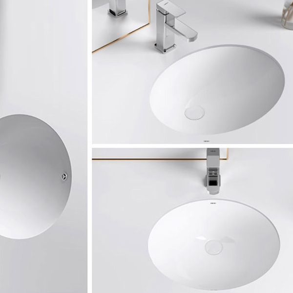 Modern Bathroom Sink Pop-Up Drain Porcelain Solid Color Oval-Shape Vessel Lavatory Sink