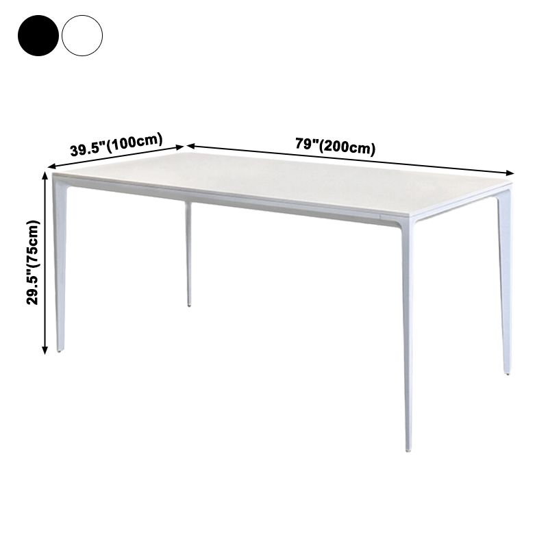Mesa de forma de comedor de piedra sinterizada de estilo industrial con base de 4 patas