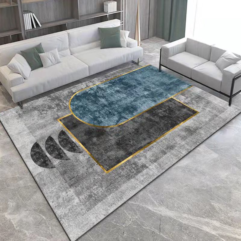 Antique Geometry Print Carpet Polyester Area Rug Stain Resistant Indoor Carpet for Living Room