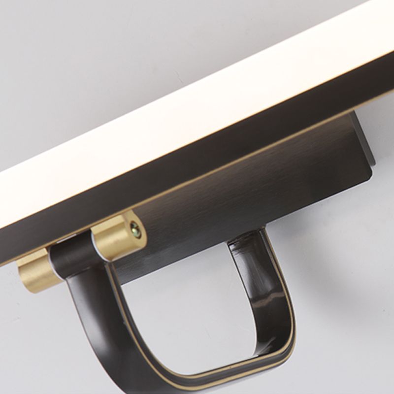 Linear Shade Metal Wall Sconce Modern Style 1 Light Mirror Wall Mounted Light in Black