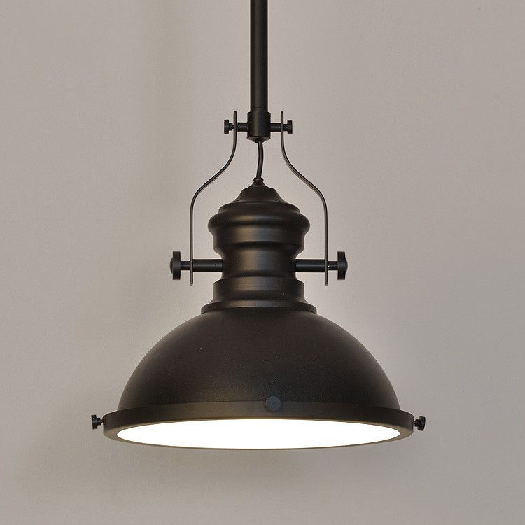 Retro Industrial Dome Shade Pendant Light Metal 1-Light Pendant Lighting With Swivel Joint in Black