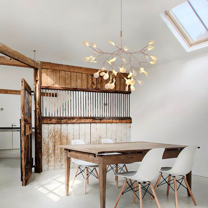 Rose Gold Branches Hanging Lamp Designer Style Metal Chandelier for Living Room