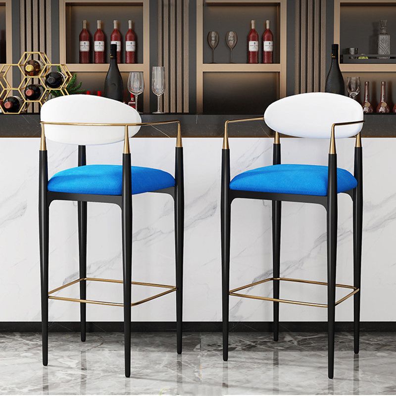 Full Back Upholstered Bar Chair Industrial Arm Rectangle Bar Stool