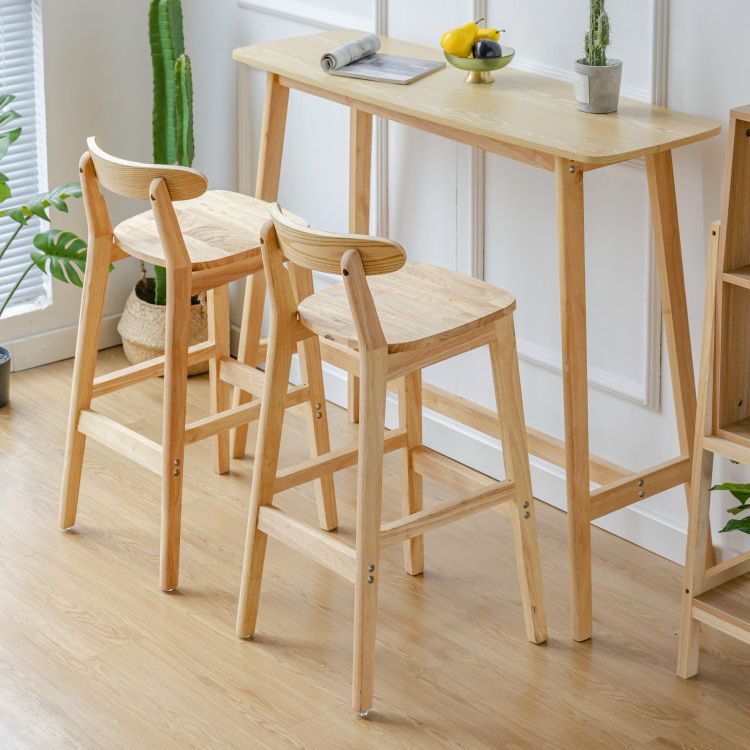 Modern Style Bistro Bar Table Rectangle Solid Wood Bar Table with Footrest