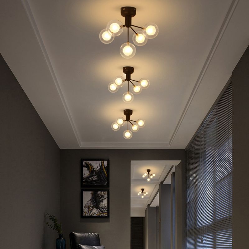Sputnik Ceiling Lighting Contemporary 5-Light Semi Flush Mount for Hallway