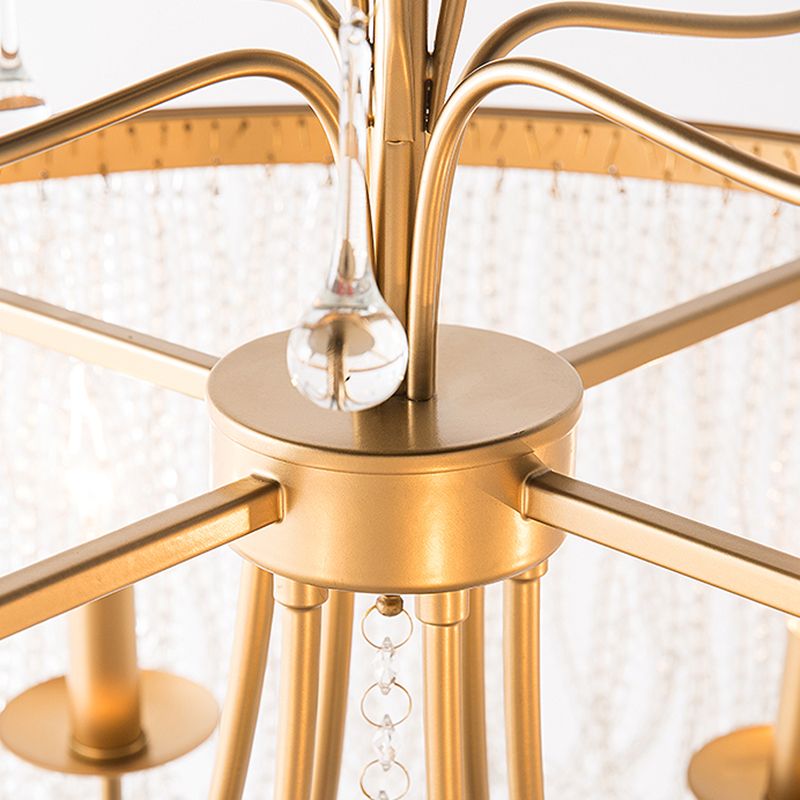 Modern Style Chandelier Metal Minimalism Hanging Light with Crystal for Bedroom