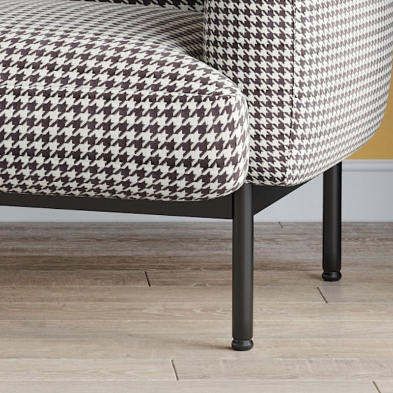 Modern Houndstooth Armchair Basic Four Leg Recessed Arms Chair