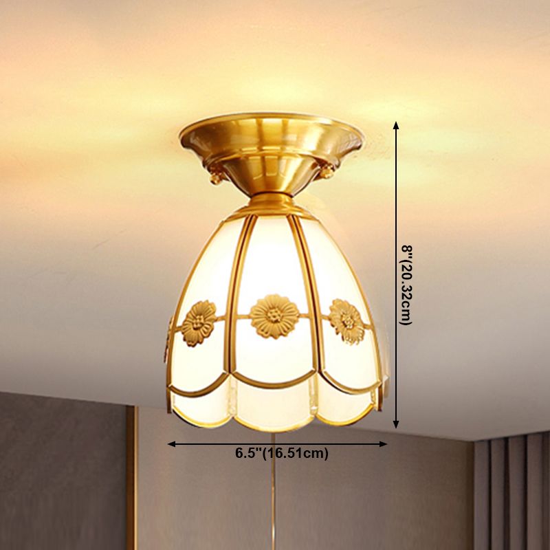 Plafonnier encastré en verre, éclairage de plafond classique en or pour le salon