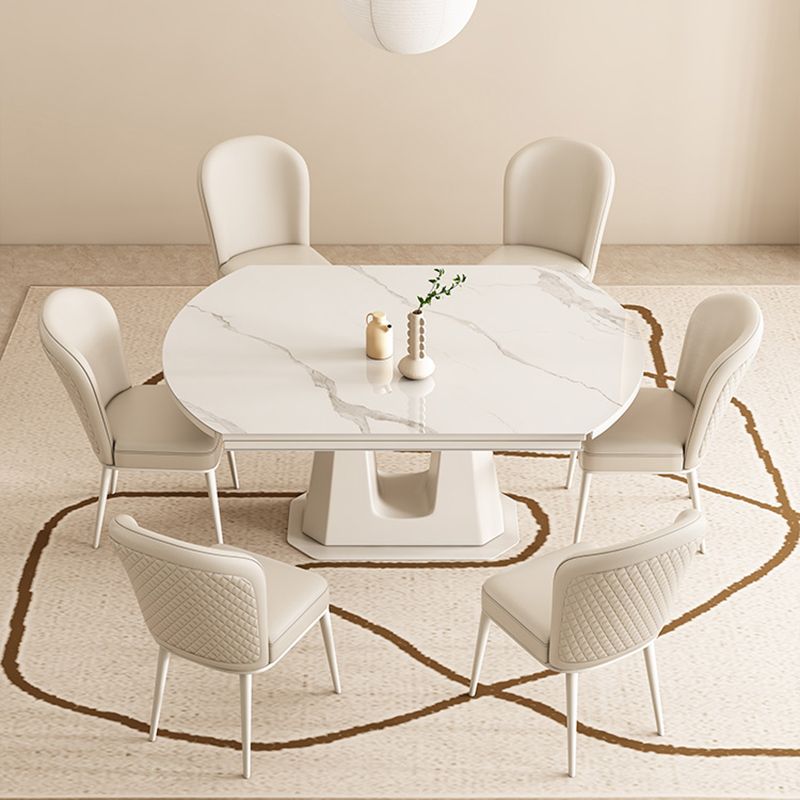 5/7/9/11 Pieces Sintered Stone Top White Round Dining Set for Home