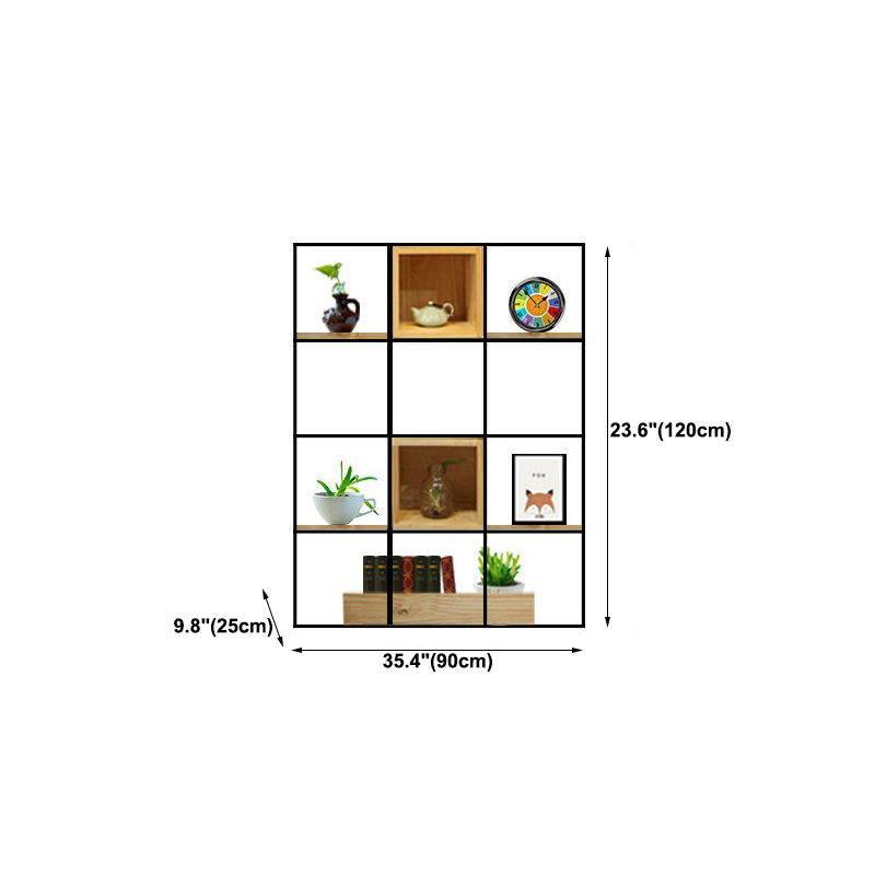 Modern Solid Wood Bookshelf Metal Etagere Bookshelf Open Back 9.8" W