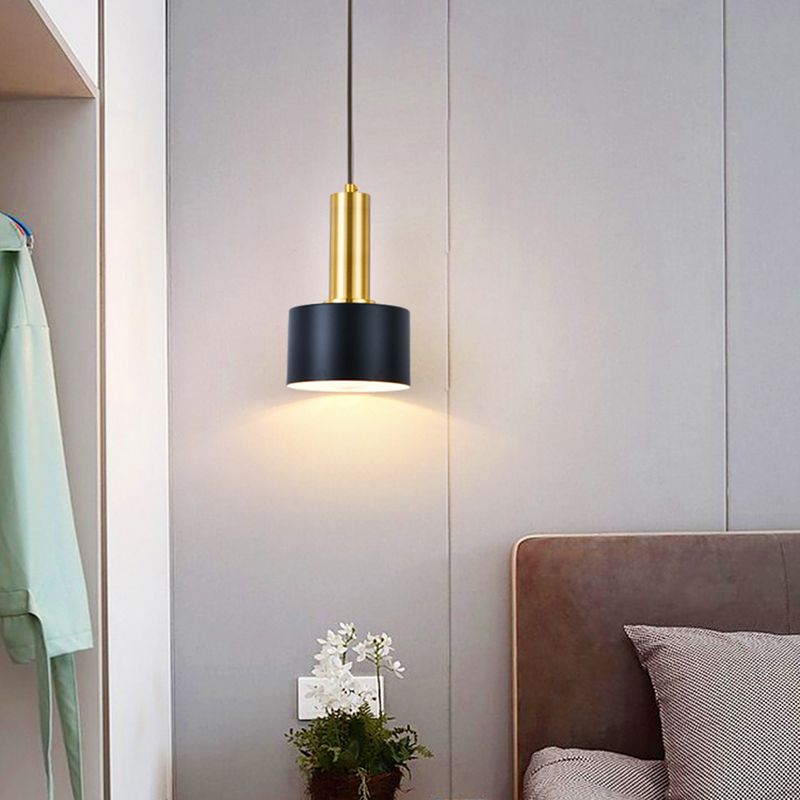 Modern Artistic Cylindrical Pendant Light Electroplate Iron Hanging Lamp for Dining Room