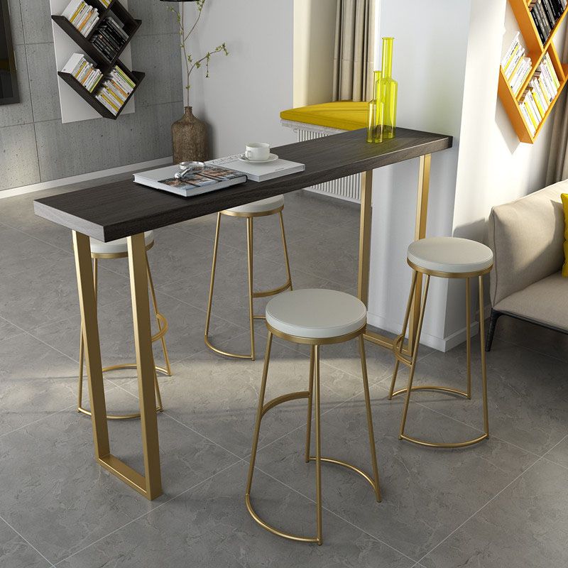 Glam Style Bar Table Set 1/2/5 Pieces Solid Wood Counter Table with Backless Stools
