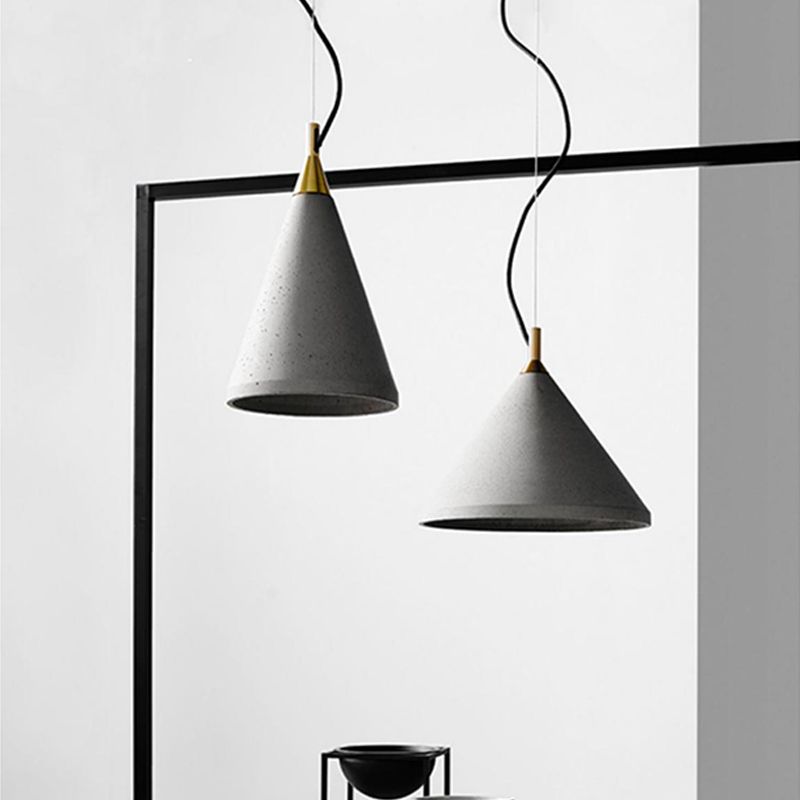 Modern Cone Down Mini Pendant Grey Cement Hanging Ceiling Light with 1 Light