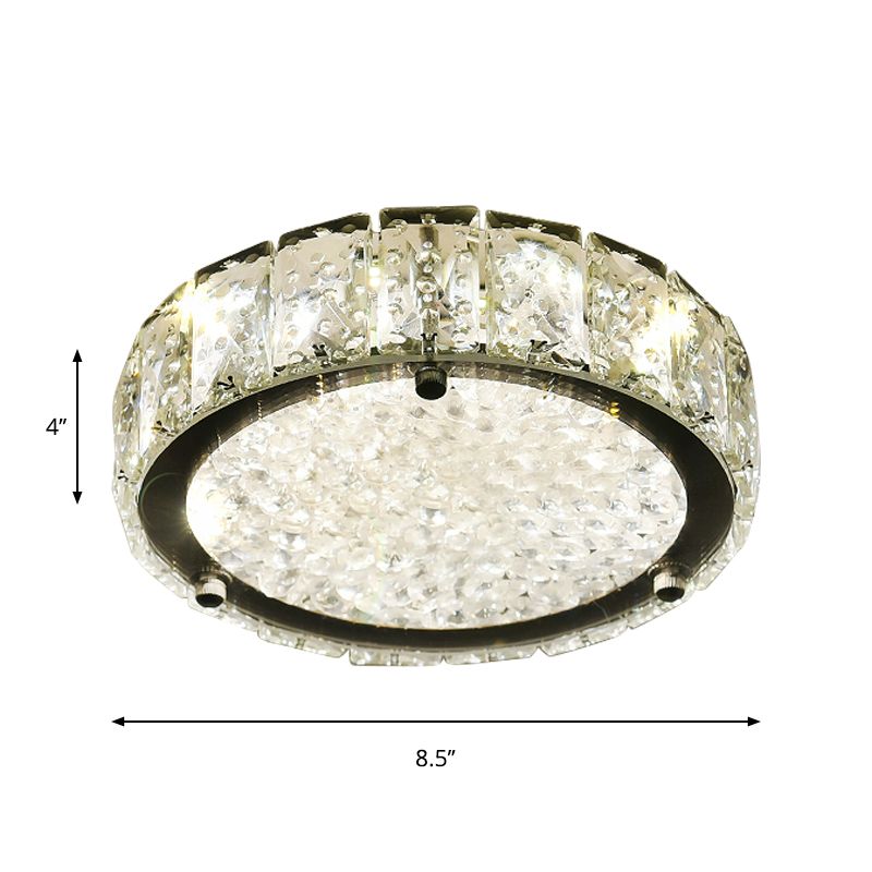 Minimalistische LED-inbouwlamp roestvrij staal rond/vierkant/bloem plafondarmatuur met heldere kristallen kap in warm/wit licht