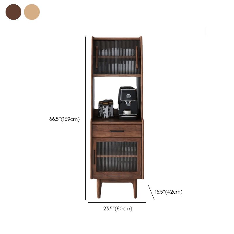 Pine Contemporary Storage Cabinet Glass Doors Dining Hutch with Drawers