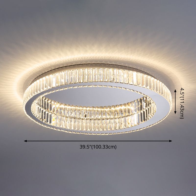 Montaje empotrado LED plateado de cristal en luz de techo circular de acero inoxidable de estilo moderno y moderno