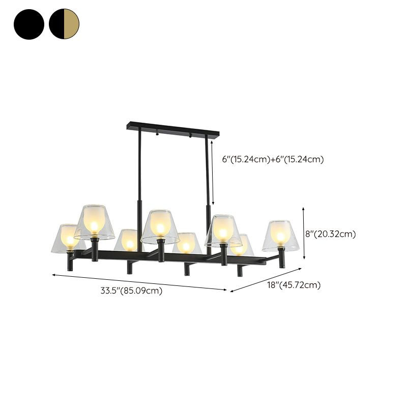 Industrial Island Light Glass Pendant Lighting Fixture for Dining Room